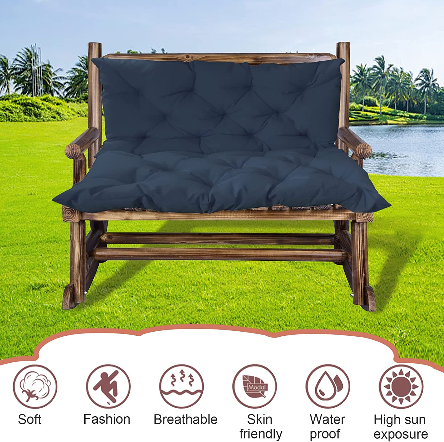 Porch Swing Cushions Waterproof Outdoor Swing Cushion 2-3