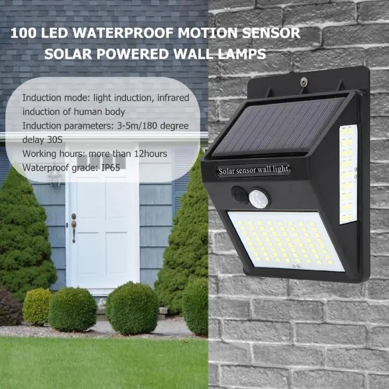 2 Packs 100 LED Solar Light Solar Wall Lamp