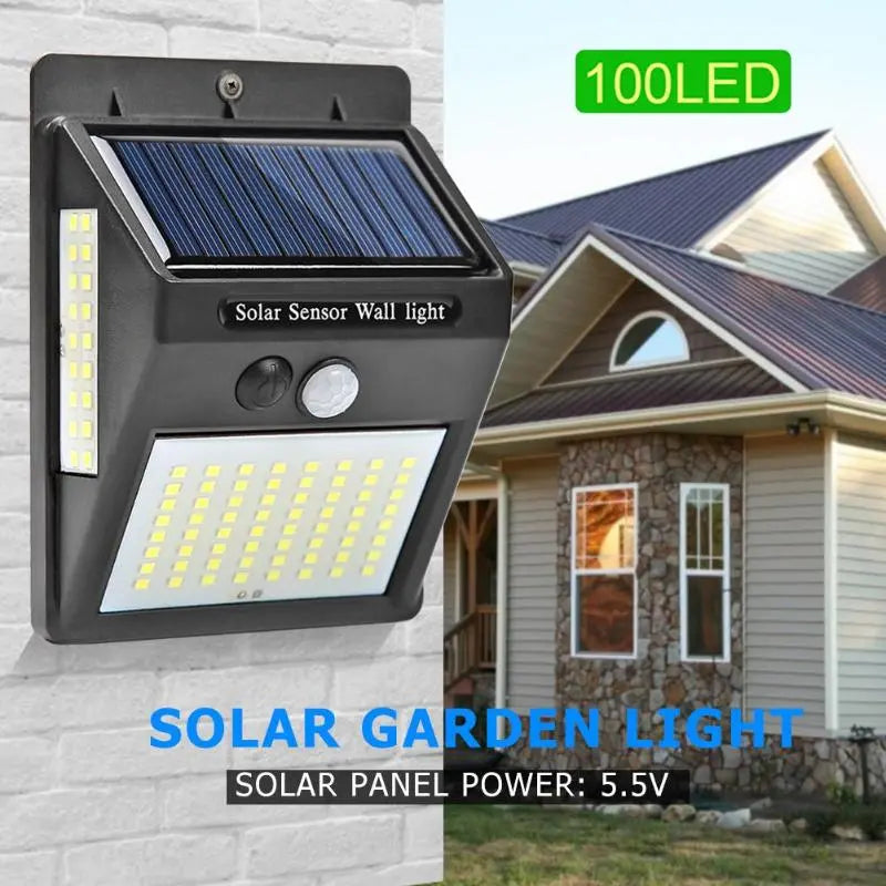 2 Packs 100 LED Solar Light Solar Wall Lamp