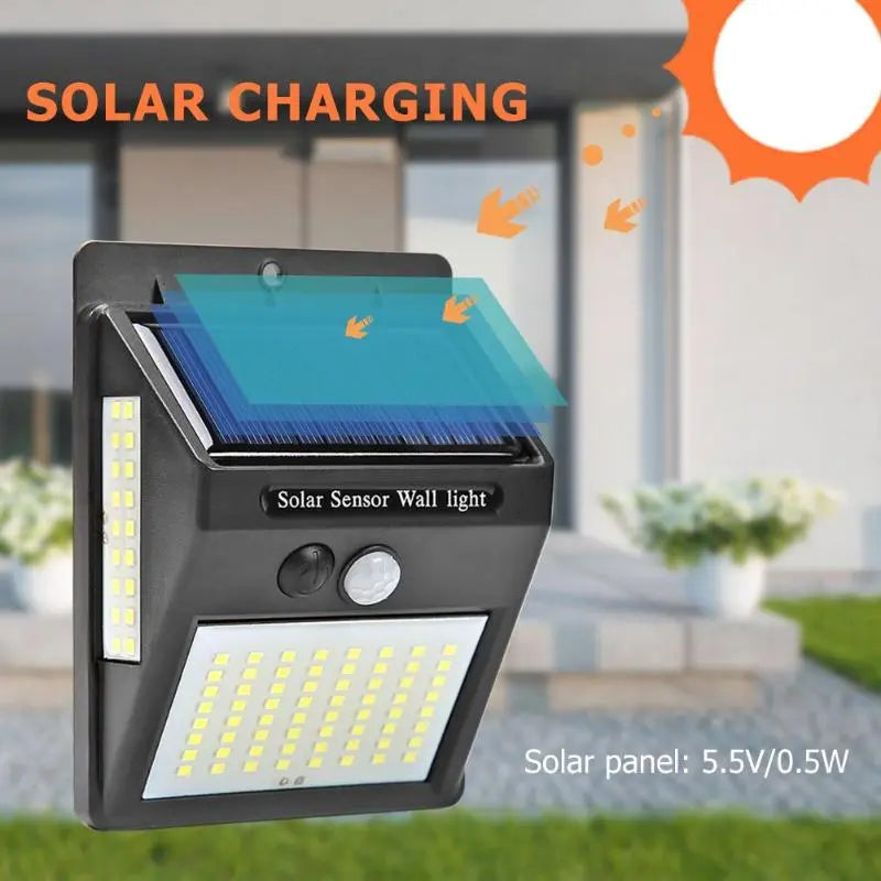 2 Packs 100 LED Solar Light Solar Wall Lamp