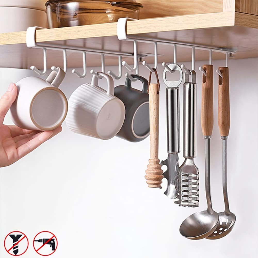 2pcs Mug Hooks Mug Holder Under Cabinet, Coffee Cups Holder