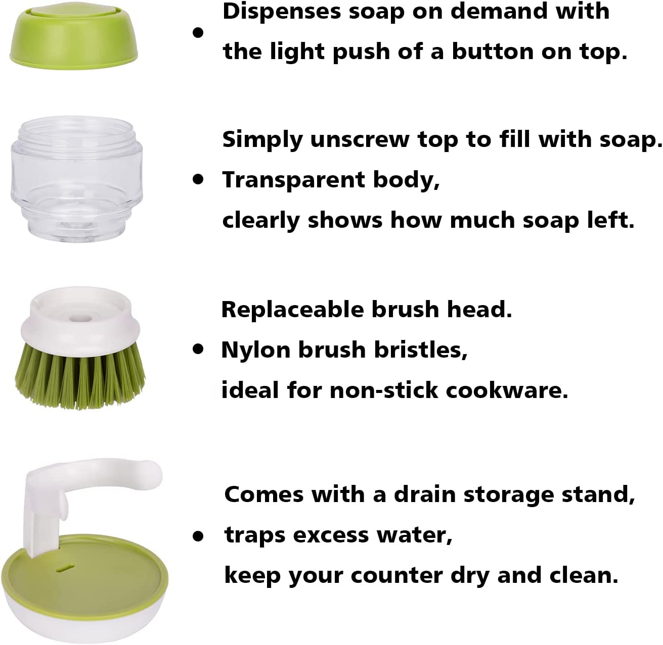 Soap Dispensing Palm Scrub Brush with Drip Tray 1 Piece