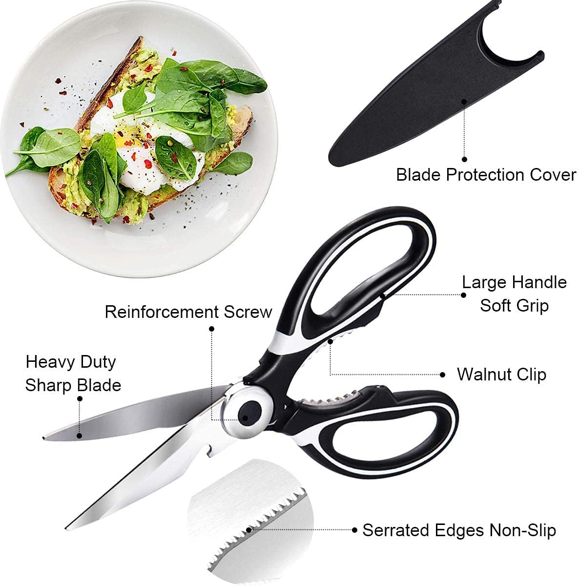 Sharp Kitchen Shears, kitchen Scissors with Cover 1 Piece