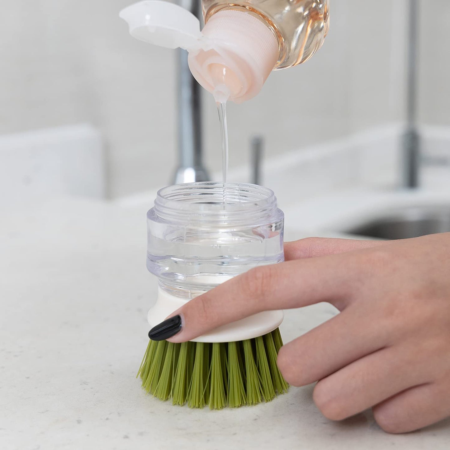 Soap Dispensing Palm Scrub Brush with Drip Tray 1 Piece