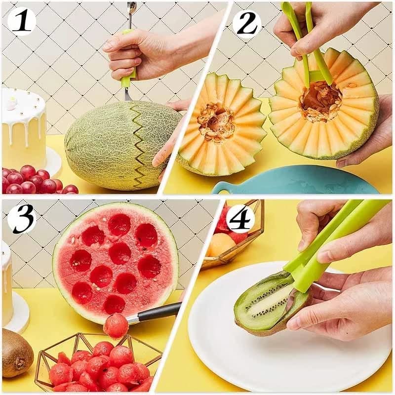 Professional 4 In 1 Stainless Steel Watermelon Cutter Fruit Carving Tools 1 PCS