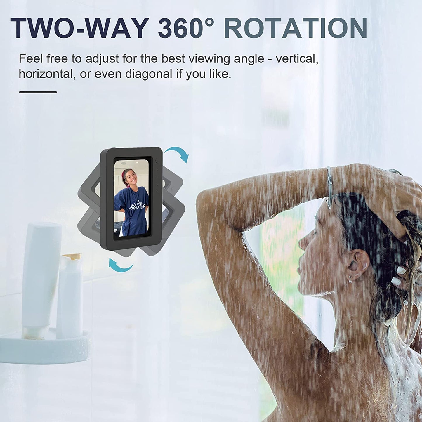 Shower Phone Holder, 360° Rotation Waterproof Wall Mount