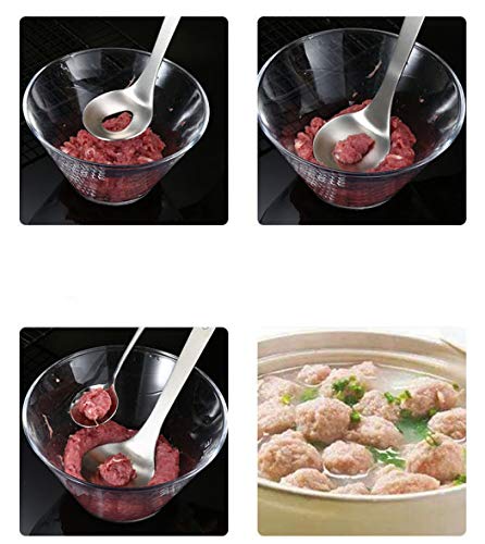 Meatball Spoon, Stainless Steel Meatball Scoop Ball Maker, Non-Stick Meatball Maker Meat Baller with Long Handle